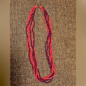 Vintage Gorgeous 80’s Fuchsia & Purple Beaded Necklace